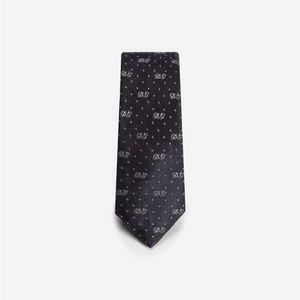 Brand New Dolce & Gabbana 100% Silk Skinny Tie In Dark Blue w/ D&G Pattern